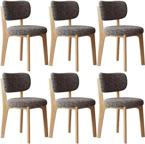 Miniatura 40 de YVYKFZD Solid Wood Dining Chairs, Fabric Dining Room Chair Set of 2/4/6, Upholstered Kitchen Chairs with Curved Backrest, Armless Living Room Chair