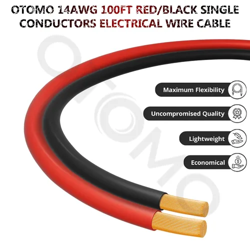Miniatura 4 de OTOMO 2 rollos de cable primario automotriz de calibre 14 CCA de 100 pies, conductor único SAE J1128, carrete de remolque de cable eléctrico