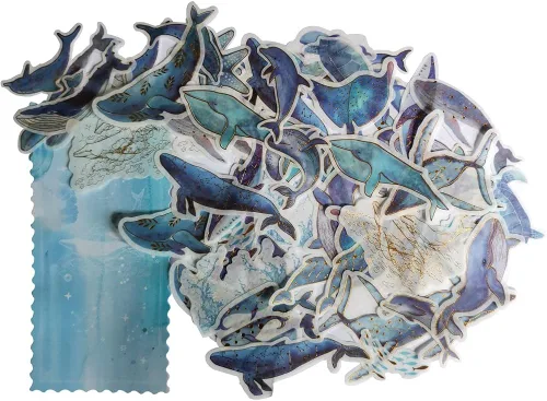 Miniatura 2 de Kawaii Fantasía Ballena Tortuga Marina, Estrellas de Mar, Vida Marina, Colección Oceánica, Juego de calcomanías Washi para álbumes de recortes