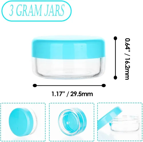 Miniatura 2 de Envases de muestra de 3 gramos con tapas, 75 paquetes de tarros de muestra diminutos con etiquetas, envases cosméticos de plástico mini para Tapa