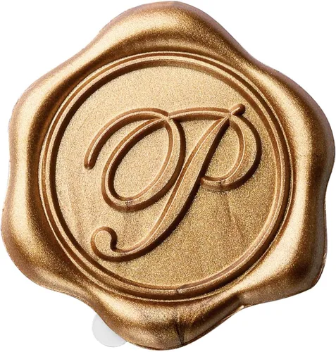 Miniatura 2 de Yoption Pegatinas adhesivas de sello de cera con letras iniciales del alfabeto P, paquete de 100 sellos para sobres, pegatinas autoadhesivas doradas