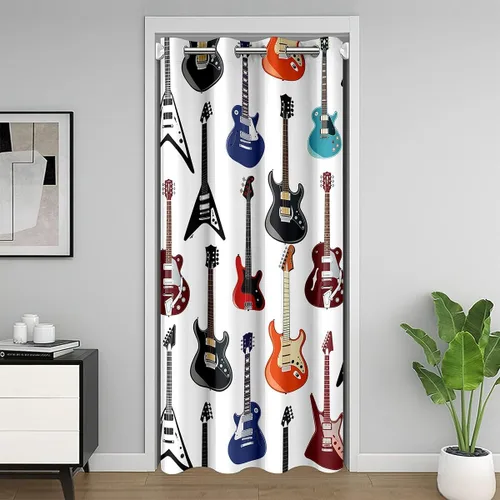 Miniatura 11 de Castle Fairy Cowboy Boots Door Curtain for Doorways Privacy Bohemia Musical Guitar Doorway Curtain Western Rustic Cowgirl All Season Blackout