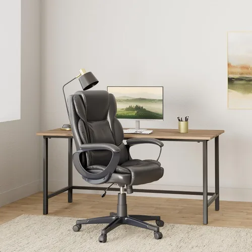 Miniatura 2 de Staples Mcallum Silla ergonómica de oficina ejecutiva y gerente, silla giratoria de escritorio con ruedas, altura ajustable, cuero regenerado