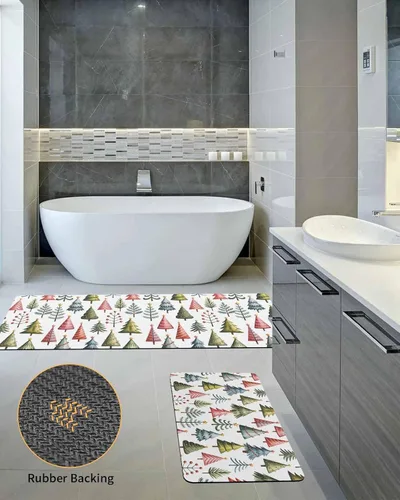 Miniatura 5 de Tapete de baño para árbol de Navidad, antideslizante, de secado rápido y absorbente, tierra de diatomeas, fregadero de ducha, tapete lavable
