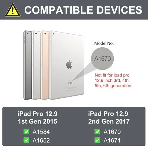 Miniatura 7 de Funda de teclado para iPad Pro de 12.9 pulgadas (modelo antiguo) 2015 1ª/2017 2ª generación - Teclado Bluetooth inalámbrico recargable, desmontable