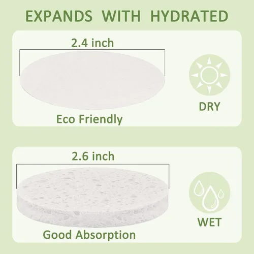 Miniatura 2 de Beieverluck 300 esponjas faciales comprimidas para limpieza de celulosa natural, esponja facial desechable, esponja de spa para limpieza facial