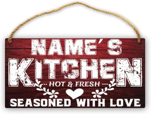 Miniatura 10 de Letrero de cocina de madera personalizado con sazonado con amor, accesorios de cocina, decoración de pared, regalos
