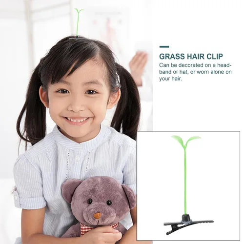 Miniatura 7 de 100 pinzas para el pelo de brotes de frijoles, divertidas pinzas para el cabello de plantas verdes, pasador de hierba pequeña, accesorios