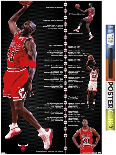 Miniatura 17 de Trends International Michael Jordan - Póster de pared de línea de tiempo, 14.725 x 22.375 pulgadas, versión enmarcada de madera de granero