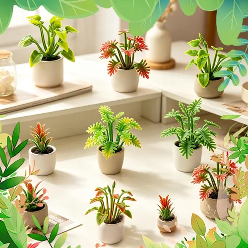 Miniatura 9 de Rileryan 90 piezas de plantas modelo mixtas plantas en miniatura, mini arbustos verdes, modelo de arbustos para tren, paisaje, ferrocarril, arena