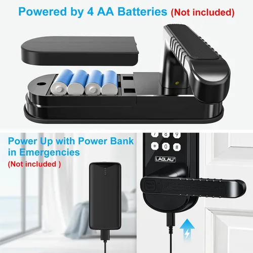 Miniatura 6 de B04 - Cerradura electrónica de puerta con teclado y asa, cerradura de puerta inteligente de entrada sin llave, control remoto por aplicación, Negro