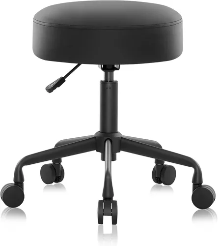 Miniatura 12 de Taburete giratorio de altura ajustable con respaldo inclinable para clínica dental, salón, oficina y bar, NAIA 502B (negro)