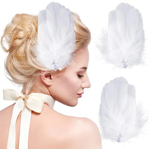 Miniatura 13 de ANCIRS Paquete de 4 pinzas para el pelo de plumas para mujer, pasadores de pelo en forma de ala mosca, accesorio para horquillas de los años 20, 2