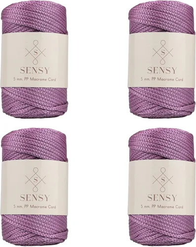 Miniatura 29 de Sensy - Cuerda de poliéster prémium de 0.197 in, 104 yardas, 100% polipropileno, cordón de macramé de 0.197 in, cuerda de ganchillo para bolsa