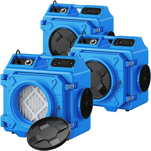 Miniatura 12 de Depurador de aire con filtración de 3 etapas, máquina de aire negativo apilable de 550 CFM para uso industrial y comercial, limpiador de aire Azul