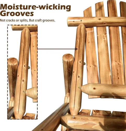 Miniatura 4 de Anraja Silla Adirondack de madera para exteriores, muebles de troncos de madera, porche, patio, exterior, asiento rústico, interior, césped, salón