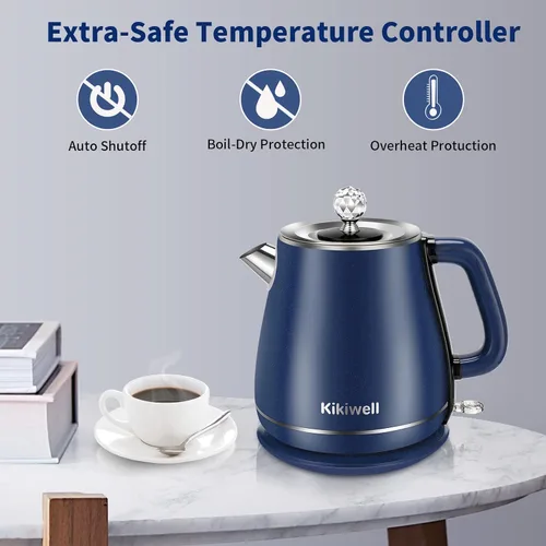 Miniatura 5 de Hervidores Eléctricos de Acero Inoxidable para Hervir Agua, Calentador de Agua Caliente de Doble Pared, Tetera Eléctrica de Tacto Frío, Apagado
