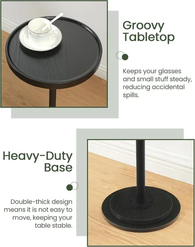 Miniatura 5 de CHOEZON Mesa auxiliar redonda pequeña, mesa de bebidas para espacios pequeños, mesa auxiliar de pedestal Martini, base gruesa, para sala de estar