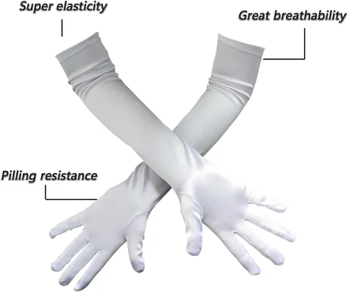Miniatura 3 de Guantes largos de fiesta de ópera, guantes de satén de los años 20 hasta el codo para mujer, 21 pulgadas, para novia, boda, fiesta de té