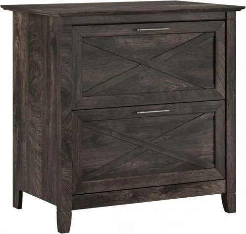 Miniatura 13 de Bush Furniture Key West – Archivador lateral con 2 cajones, color cereza Roble blanco puro.
