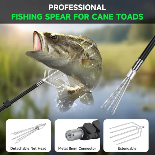 Miniatura 5 de SAN LIKE Arpón de Pesca Lanza Gaff Gig Gaff Horquilla Gancho para Rana Sapo Caña Ranas Toro Bufo Platija Pez de Hielo Topo Herramienta de Remoción