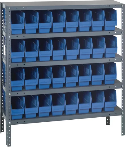 Miniatura 345 de Quantum QSBU-245BK Heavy Duty Shelving Unit with (7) Shelves and (24) QUS245 Black Bins for Garage Warehouse Storage Distribution 400 lb Load