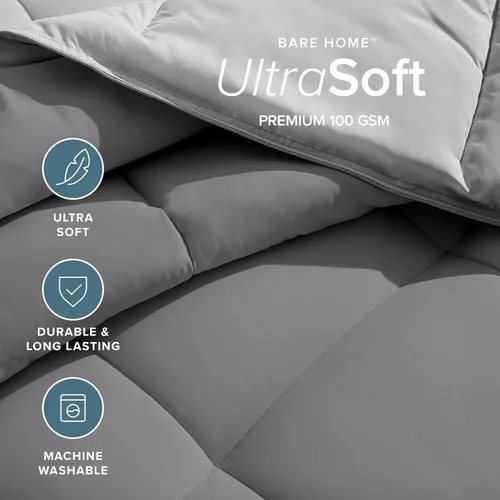 Miniatura 4 de Bare Home - Edredón Queen – Colores reversibles – Alternativa a la pluma de ganso – ultra suave – Serie 1800 Premium – Calidez para todas las 05