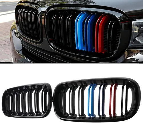 Miniatura 25 de Parrilla Frontal de Listones Individuales Compatible con X5 G05 2019 2020 2021 2022 2023 (Parrilla de Riñón Negra Brillante)