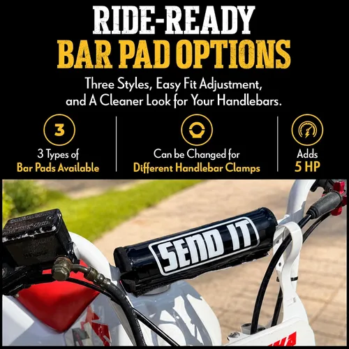 Miniatura 8 de SEND IT Almohadilla de manillar con DONUTS GRATIS Handlebar para bicicleta de cross ATV Crossbar (Negro, Pit Bike)