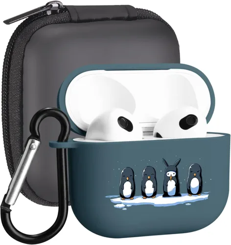 Miniatura 15 de Funda compatible con Airpods de 3ª generación, linda funda para Airpods 3, diseño de rana, protectora para mujeres y niñas con llavero para Apple