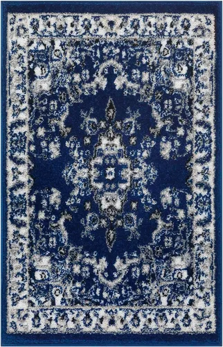 Miniatura 3 de Antep Rugs - Alfombra oriental tradicional de 2 x 3 con medallón para interiores Siesta (azul marino, 2 pies x 3 pies)