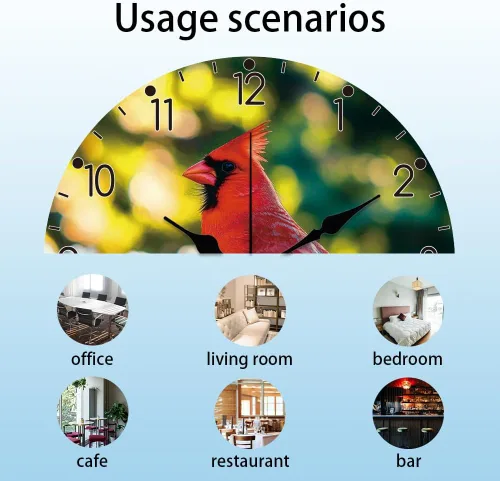 Miniatura 3 de CHGCRAFT Cardinal - Reloj de pared de 12 pulgadas, funciona con pilas, sin tictac, silencioso, reloj de pared decorativo para sala de estar