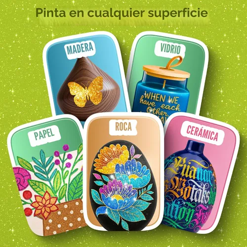 Miniatura 4 de ARTISTRO 24 bolígrafos de pintura de doble punta con purpurina brillante, marcadores deslumbrantes con tinta acrílica para piedra, cerámica, madera