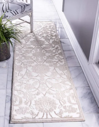 Unique Loom Rushmore Collection - Alfombra de área de la colección Taft (2' x 6' 1", blanco nieve/beige)