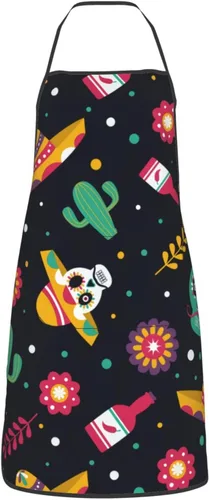 Miniatura 10 de Delantal de calavera de azúcar, delantales de cocina para hombres y mujeres, delantal de cocina, delantal de chef, delantales de jardín ajustables