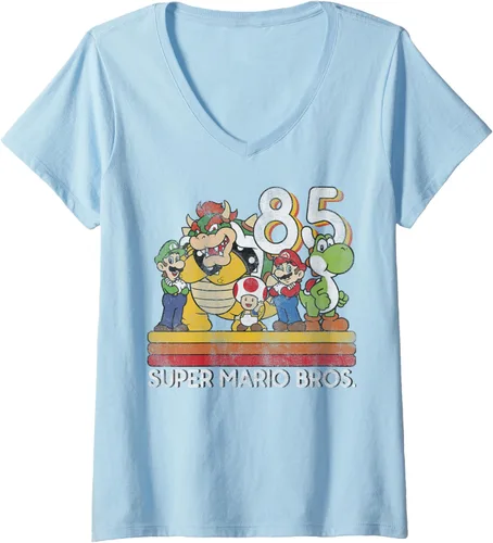Miniatura 3 de Camiseta Nintendo Super Mario Retro con cuello en V para mujer