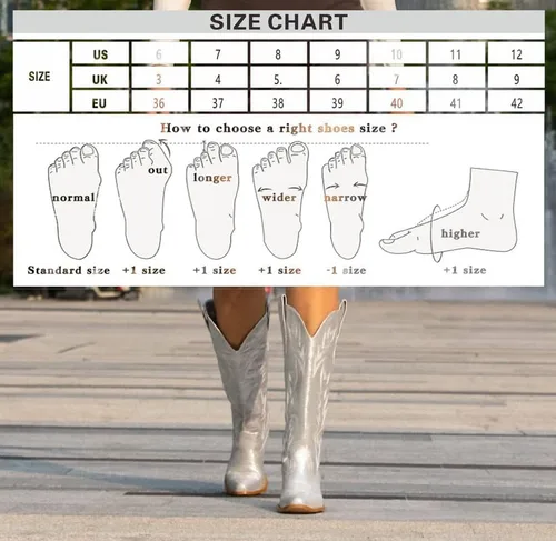Miniatura 7 de GOSERCE Botas vaqueras altas hasta la rodilla para mujer, botas vaqueras altas bordadas, estilo occidental, punta puntiaguda, bloque medio, tacón