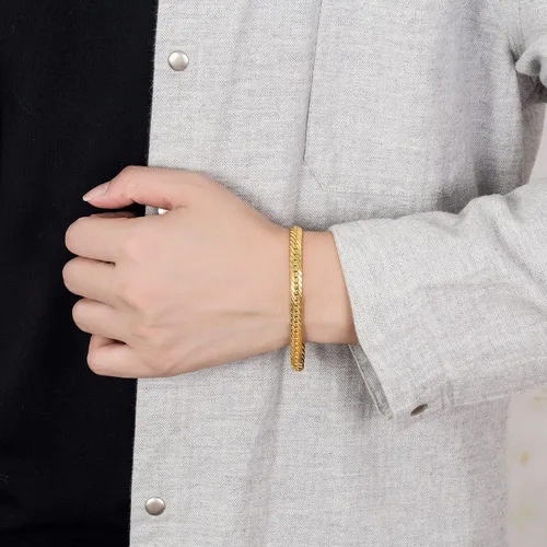 Miniatura 2 de H&Beautimer Pulsera de cadena de dragón de plata de ley 925 de moda, 5MM-7 "8" 9" Brazalete de eslabones laterales gruesos sólidos para hombre