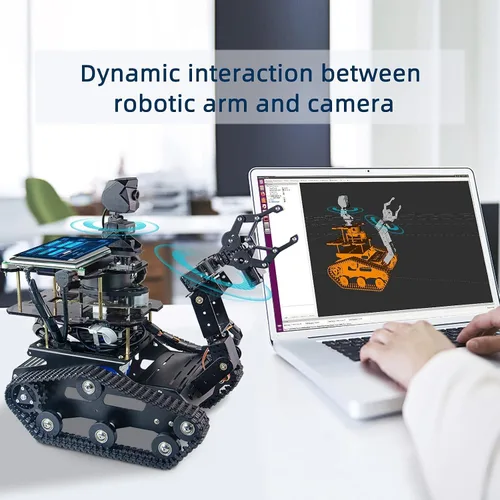 Miniatura 3 de Jetson Nano AI Robot Kit con Rplidar A1 Radar ROS Smart Tank Car DIY Robot Arm Kit de bricolaje SLAM Mapas de construcción, navegación autónoma