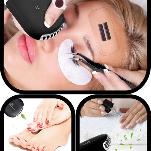 Miniatura 8 de Kit de extensión de pestañas, herramientas profesionales de entrenamiento de injerto de pestañas, cabeza de maniquí, ventilador USB, champú de Negro