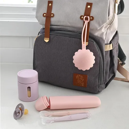 Miniatura 4 de LITTLE RAWR Cucharas de silicona para bebés con caja de almacenamiento, punta suave para bebés de primera etapa, fácil en las encías, cuchara