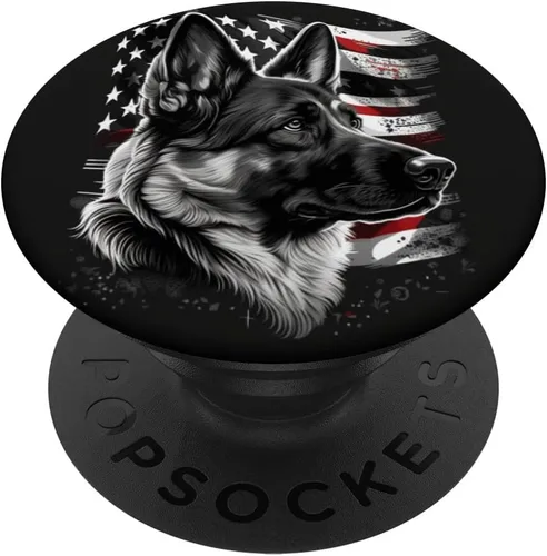 PopSockets de perro pastor alemán con la bandera americana, estilo vintage, patriótico, PopGrip intercambiable
