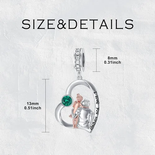 Miniatura 33 de PROESS Dije para padre, madre e hija, pulsera de plata de ley para pulseras, regalos de cumpleaños, día de San Valentín, para hija, madre, amante