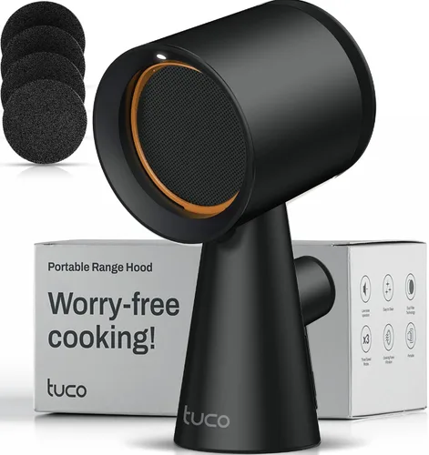 TUCO Campana extractora portátil, ventilador de extracción de escritorio para cocina con 3 velocidades, filtro triple de polímero, aluminio y