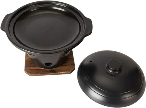 Miniatura 5 de Urban Tokyo Olla japonesa de loza irori para parrilla Tobanyaki, placa de cerámica con estufa y salvamanteles Kaiseki Ryori 10 onzas líquidas olla