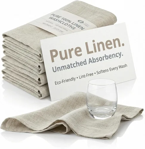 Paños de Cocina de Lino Puro 100% Lino - Juego de 4 Toallas de Cocina y Paños de Cocina Naturales - Paños de Té - Pequeñas Toallas de Mano para