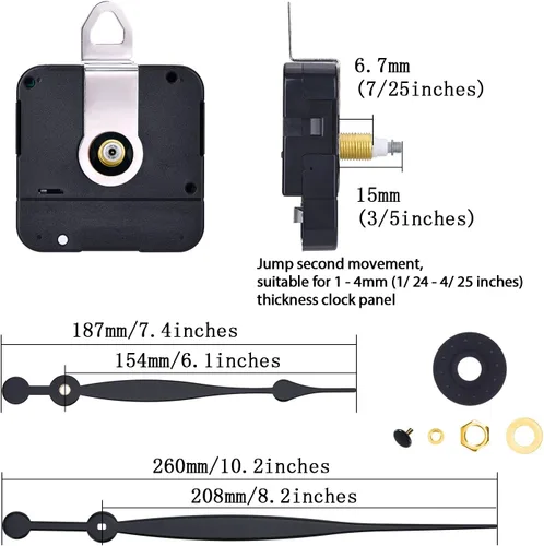Miniatura 2 de Hicarer Piezas de Reemplazo de Reloj de Cuarzo de Alto Par, Operado a Batería, Mecanismo de Barrido Silencioso de Reemplazo para Reparar Relojes