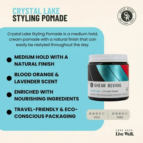 Miniatura 2 de Shear Revival Crystal Lake - Pomada en crema para hombres y mujeres, sujeción media, acabado natural para todo tipo de cabello, 99% ingredientes