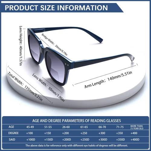 Miniatura 4 de Anteojos de lectura bifocales, lentes de sol para mujeres y hombres, protección UV400, lectores de sol, bisagras de resorte, marco retro