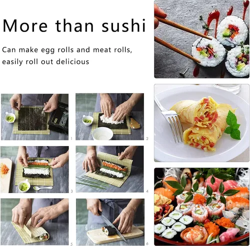 Miniatura 7 de Thanice Kit de fabricación de sushi, máquina de sushi contiene sushi bazuca/rodillo de sushi, alfombrilla de sushi, paleta, esparcidor, cuchillo